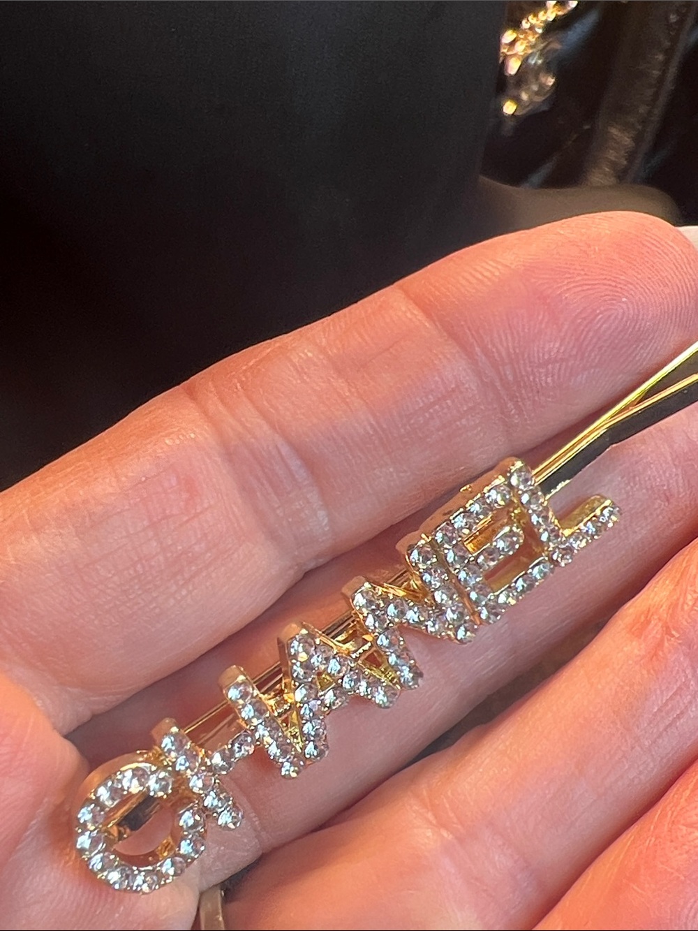 Crystal Nameplate Hair Pin - Silver "CHARM" Style - Picture 6 of 6